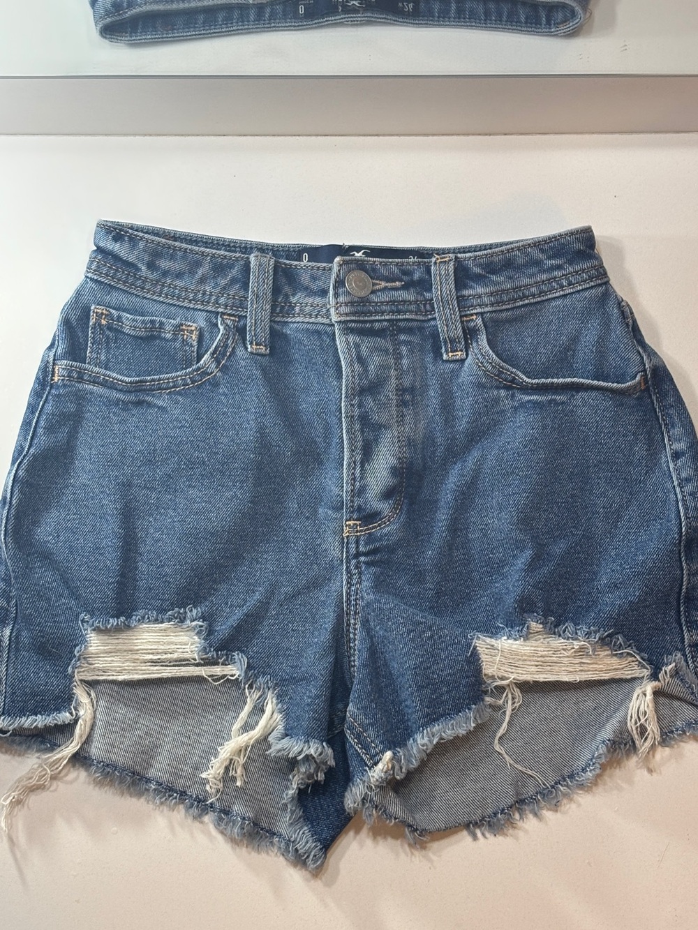 Hollister Distressed Blue Denim Jean Shorts